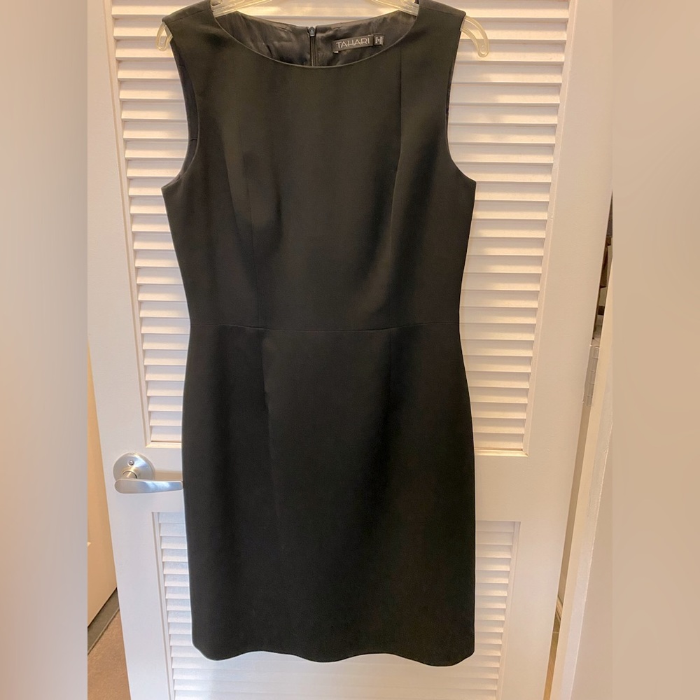 Tahari black sheath dress